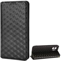 Gigapack GP-115341 Realme GT2 Pro 5G Tok álló, bőr hatású (FLIP, oldalra nyíló, asztali tartó funkció, teljes 3D rombusz minta, prémium) FEKETE kép