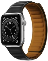 Gigapack gp-142777 Pótszíj (egyedi méret, szilikon, bőr hatású, 3D minta, mágneses zár) FEKETE Apple Watch Series 7 45mm Apple Watch Series 8 45mm