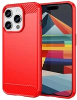 Gigapack GP-144935 Iphone 15 pro  szilikon telefonvédő ütésállóság, karbon minta, piros kép