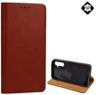 Gigapack GP-154018 Samsung s24 plus 5g  tok álló, valódi bőr flip, asztali tartó, burgundy kép