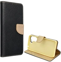 Gigapack GP-154127 Redmi 13c 5g  tok álló, bőr hatású flip, textil hatás, arany/fekete kép