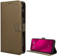 Gigapack GP-159728 T phone 2 pro 5g  tok álló, bőr hatású flip, rombusz + kézpánt, barna kép