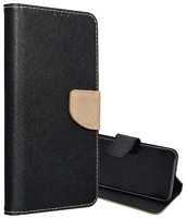 Gigapack GP-160196 Iphone 16 plus 5g  tok álló, bőr hatású flip, textil hatás, fekete/arany kép