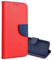 Gigapack GP-160203 Iphone 16 pro 5g  tok álló, bőr hatású flip, textil hatás, piros/kék kép
