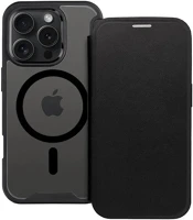 Gigapack GP-160263 Iphone 16 plus 5g  tok álló, bőr hatású flip, magsafe, fekete kép