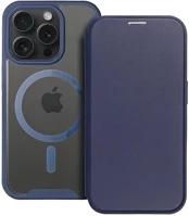 Gigapack GP-160269 Iphone 16 pro max 5g  tok álló, bőr hatású flip, magsafe, sötétkék kép