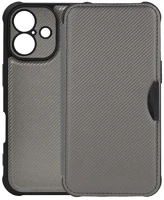 Gigapack GP-160464 Iphone 16 5g  tok álló, bőr hatású flip, karbon minta, ezüst kép