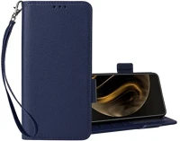 Gigapack GP-160998 Vivo y28 4g  tok álló, bőr hatású flip, prémium + kézpánt, sötétkék kép