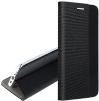 Gigapack GP-161714 Samsung s24 fe 5g  tok álló, bőr hatású flip, textil minta, fekete kép