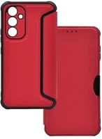 Gigapack GP-161722 Samsung s24 fe 5g  tok álló, bőr hatású flip, karbon minta, piros kép