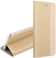 Gigapack GP-167292 Iphone 16e  tok álló, bőr hatású flip, textil minta, arany kép