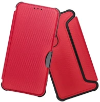 Gigapack GP-167308 Iphone 16e  tok álló, bőr hatású flip, karbon minta, piros kép