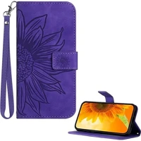 Gigapack GP-176304 T phone 3 5g  tok álló, bőr hatású flip, napraforgó minta, sötétlila kép