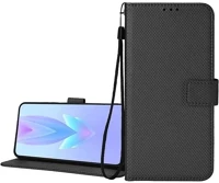 Gigapack GP-178993 Motorola edge 70  tok álló, bőr hatású flip, rombusz + kézpánt, fekete kép