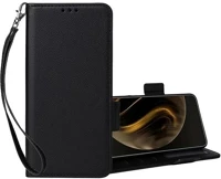 Gigapack GP-179009 Honor x5c plus  tok álló, bőr hatású flip, prémium + kézpánt, fekete kép