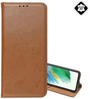 Gigapack GP-179831 Samsung s26  tok álló, valódi bőr flip, asztali tartó, világosbarna kép