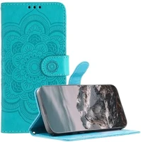 Gigapack GP-180226 T phone 3 5g  tok álló, bőr hatású flip, mandala, világoskék kép