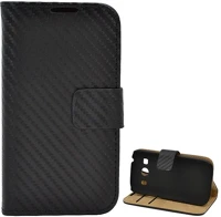 Gigapack GP-50275 Samsung ace 4 lte  tok álló, bőr hatású flip, karbon minta, fekete kép