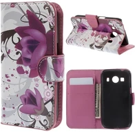 Gigapack GP-51707 Samsung ace 4 lte  tok álló, bőr hatású flip, lótuszvirág, fehér kép