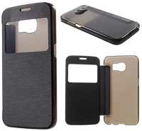 Gigapack GP-52976 Samsung s6  tok álló, bőr hatású flip, szálcsiszolt mintázat, fekete kép