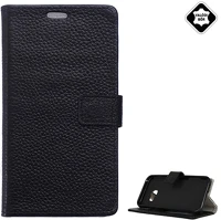 Gigapack GP-67779 Samsung a3 (2017)  tok álló, valódi bőr flip, asztali tartó, fekete kép