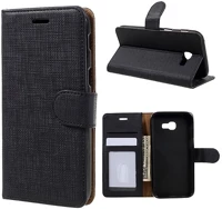 Gigapack GP-68036 Samsung a3 (2017)  tok álló, bőr hatású flip, textil hatás, fekete kép