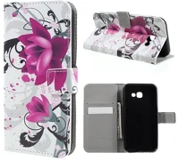 Gigapack GP-68502 Samsung a3 (2017)  tok álló, bőr hatású flip, lótuszvirág, fehér kép