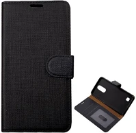 Gigapack GP-69219 Lg k4 2017  tok álló, bőr hatású flip, textil hatás, fekete kép