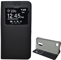 Gigapack GP-69980 Lg k10 (2017)  tok álló, bőr hatású flip, ablakos, fekete kép