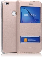 Gigapack GP-70969 Huawei p8 lite  tok álló, bőr hatású flip, ablakos, arany kép