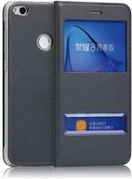 Gigapack GP-70970 Huawei p8 lite  tok álló, bőr hatású flip, ablakos, sötétszürke kép