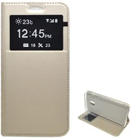 Gigapack GP-71206 Samsung j3 (2017)  tok álló, bőr hatású flip, ablakos, arany kép