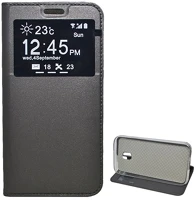 Gigapack GP-71207 Samsung j3 (2017)  tok álló, bőr hatású flip, ablakos, szürke kép