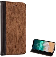 Gigapack GP-74700 Iphone xs 5.8  tok álló, bőr hatású flip, faerezet minta, barna kép