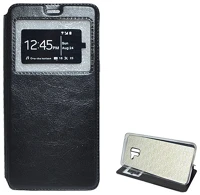 Gigapack GP-74867 Samsung a8 plus (2018)  tok álló, bőr hatású flip, ablakos, fekete kép