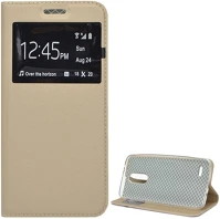 Gigapack GP-77767 Lg k9 k350  tok álló, bőr hatású flip, ablakos, arany kép