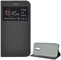 Gigapack GP-77771 Samsung a6+ (2018)  tok álló, bőr hatású flip, ablakos, fekete kép