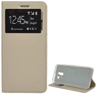 Gigapack GP-78707 Samsung j6 (2018)  tok álló, bőr hatású flip, ablakos, arany kép