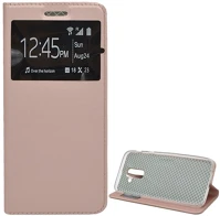 Gigapack GP-78710 Samsung a6+ (2018)  tok álló, bőr hatású flip, ablakos, rozéarany kép