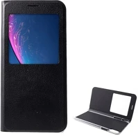 Gigapack GP-83905 Iphone xs max 6.5  tok álló, bőr hatású flip, ablakos, fekete kép