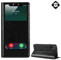 Gigapack GP-83912 Iphone xs max 6.5  tok álló, valódi bőr flip, ablakos, fekete kép