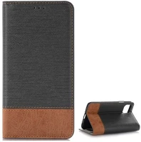 Gigapack GP-90347 Iphone 11 pro  tok álló, bőr hatású flip, textil hatás, fekete/barna kép