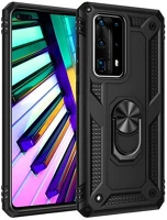 Gigapack GP-94519 Defender műanyag telefonvédő (közepesen ütésálló, szilikon belső, telefontartó gyűrű, beépített fémlemez) fekete - huawei p40 kép