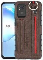 Gigapack gp-95780 Szilikon telefonvédő (közepesen ütésálló, asztali tartó funkció, bankkártya tartó, texti) SÖTÉTBARNA Samsung Galaxy S20 Plus (SM-G985F) Samsung Galaxy S20 Plus 5G (SM-G986)