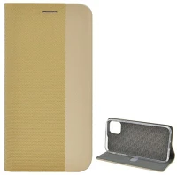 Gigapack GP-96045 Iphone 11 pro max  tok álló, bőr hatású flip, textil minta, arany kép