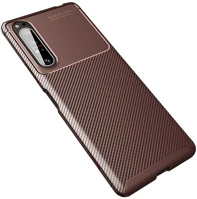 Gigapack GP-96153 Szilikon telefonvédő (közepesen ütésálló, légpárnás sarok, karbon minta) barna - sony xperia 1 ii (xq-at5) kép