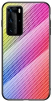 Gigapack GP-96250 Telefonvédő szilikon keret (bumper, edzett üveg hátlap, karbon minta) színes - huawei p40 pro 5g / huawei p40 pro+ 5g kép