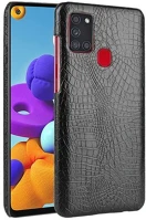 Gigapack GP-97836 Samsung a21s  műanyag telefonvédő bőr hatású, krokodilbőr minta, fekete kép