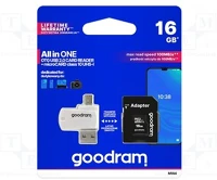 Goodram M1A4-0160R12 Memóriakártya microsdhc 16gb cl10 uhs-i + adapter + otg kártyaolvasó kép