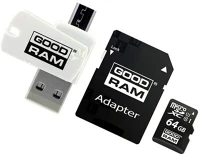Goodram M1A4-0640R12 Memóriakártya microsdxc 64gb cl10 uhs-i + adapter + otg kártyaolvasó kép